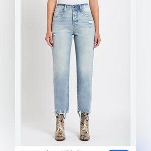 FRAME Le Original Distressed Straight Leg Jeans Raw Hem quiet luxury 30